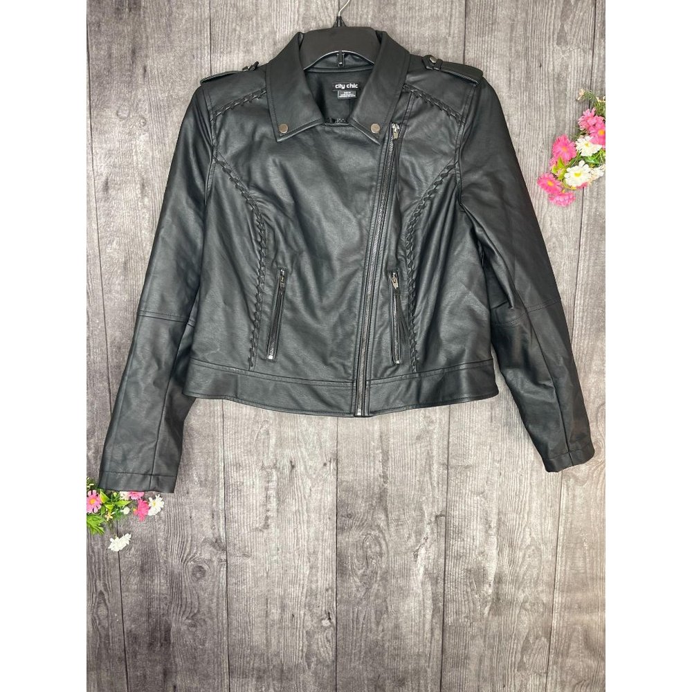 NEW City Chic Plus Size Biker Jacket Black